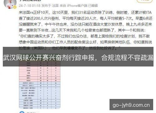 武汉网球公开赛兴奋剂行踪申报,合规流程不容疏漏 武汉网球公开赛兴奋剂行踪申报,合规流程不容疏漏